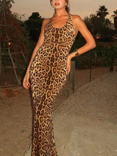 1pc Sleeveless Fitted Leopard Print Mini Dress, Fashionable Street-Style
